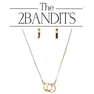 Josie Pearl Studs & Tessa Double Circle Necklace